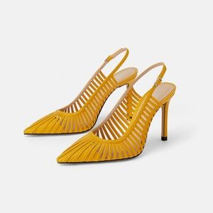 ZARA Yellow Slingback High Heels - NWT